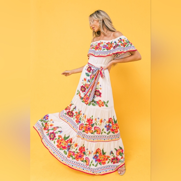 Flying Tomato Poetic Love Floral Maxi Dress S, Floral, Multi, Tropical, Boho - Picture 2 of 10